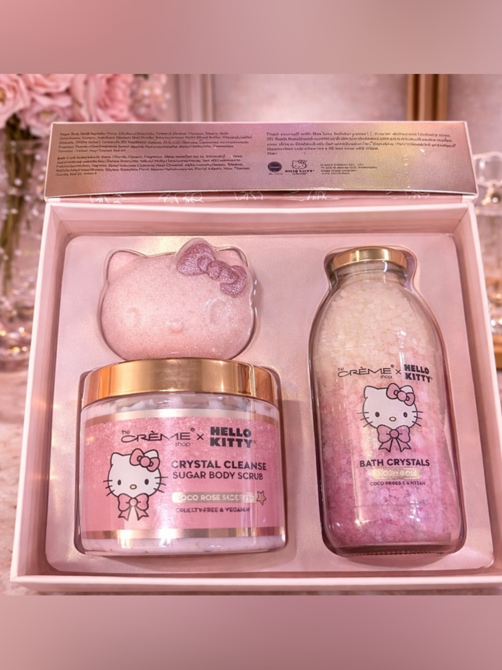 Hello‎ Kitty x The Creme Shop Lovely Luxury Set Bath Bomb Scrub Crystals NIB
